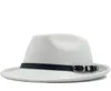 Szerokie brzegowe czapki Men039s Zimowa jesień biała feminino poczuła fedorę kapelusz dla dżentelmena wełna melonika Homburg Jazz Rozmiar 5658cm6056944
