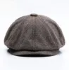 Unisex Autumn Winter Newsboy Caps Mężczyźni i kobiety ciepły tweed ośmioboczny kapelusz dla mężczyzn detektyw Hats Retro Flat1730231