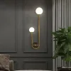 Modern Duvar Lambası Cam Top abajur Led Altın Ev Dekor Oturma Odası Yatak Odası İç Aydınlatma Sconce İskandinav Armatür Işık