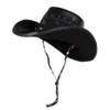 Boinas 100% cuero Mujeres Hombres Sombrero de vaquero occidental Malla de verano Sombrero transpirable Hombre Gorras Papá Padrino Sombreros 2 Szie Plus SizeBe2475