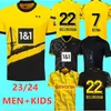 23 24 Clube de futebol Haller Soccer Jerseys 2023 2024 Camisa de futebol de futebol de Borussia Adeyemi Hummels Brandt Dortmund Men Kit Kit Especial Kit All Black Maillot De Foot 99