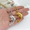 stainless steel necklace women's fashion versatile pendant clavicle chain Trendy vintage little dolphin pendant cute animal jewelry