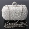 Worl-Women Torba Dwórz boczna koralika Perła Pearl Clutch Evening Torka koralika torebka Beżowa biała perełki Pearl Clutch Bag shoul283d