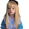 The Children 's Wig Girl Beige Bangs Princess Hairstyle과 함께 귀여운 긴 머리, 사진 촬영, 가짜 모피 머리띠