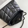 Loulou Puffer Mini Genuine Crossbody Bag Black Super Super 23cm Three Gold Silver Hardware Designer Lady Purses289J