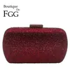 Boutique de FGG Wine Red Women Crystal Evening Bags Wedding Metal Clutches Party Cocktail Purse and Handbag 220321213G