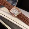 24mm 27mm Orologio da polso con serbatoio in pelle marrone Donna Uomo Numero geometrico romano Orologio Coppie Rettangolo Vetro Orologi Donna Uomo Sapphir268R