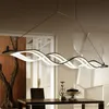 120CM White Black modern pendant lights for dinning room livingroom kitchen dimmable led Hanging Lamp lamparas Wave shape332L