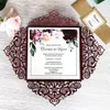 50 pcs Burgundy Silver White Gold Glitter Laser Cut Wedding Invitation with Envelope Party University Invitation Card3314