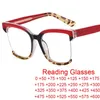 Solglasögon Half Frame Square Reading Glasses Women Fashion Recept Eglaslasses Sexig Retro Red Leopard Clear Anti Blue Light 1S249B