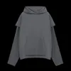 Kanyes Sudadera con capucha Diseñador Moda Hombres y mujeres Sudaderas Otoño e invierno Jersey de doble capa Suéter falso Dos piezas de piel Suéter con capucha