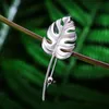 Pins Brooches Fun Real 925 Sterling Silver Handmade Designer Fine Jewelry 18K Gold Creative Monstera Leaves Brooches for Women Bijoux 231208