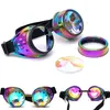 Lunettes de soleil C F GOGGLE Halloween Kaléidoscope Lunettes colorées Steampunk Femmes Rétro Lunettes Hommes Fête EDM Diffracté Lens238f