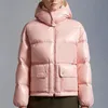 Monclairer Abbaye Winter Fashion Square Pockets Women Down Jacket Flocking Letters puffer jackets Outdoor Casual Hooded woman warm coat size 0--4