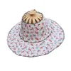 Sombreros de ala ancha 2 en 1 Sombrero de ventilador plegable de bambú para mujeres Chica de mano Viajando Bailando de verano 306F