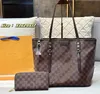 Designer bag 2023 Fashion Totes bag top quality Leather messenger shoulderbag High Capacity Composite Shopping tote old flower Brown lattice designer wallet 002#