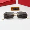 Man Carti Glasses Designer Solglasögon Kvinnor Fashion Frameless Rectangle Coating Buffalo Horn Sunglass 3577 Bevis Eyeglass Woode307T