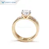 Tianyu fijne sieraden custom 585 750 echt massief geel goud mosaniet bruiloft solitaire moissanite verlovingsring set voor vrouwen