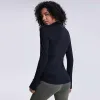 Lu Lu Lemons Full Herbst-Winter-Reißverschlussjacken, schnell trocknende Yoga-Kleidung, hüftlanger Fitnessmantel, Baumwoll-Sweatshirts, Slim-Fit-Langarmshirts, Sportjacke mit Daumenh