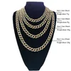 Drop shipping diamond cuban link chain necklace Full Iced Out Rhinestones Bling Hiphop Jewelry