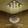 Lustres en cristal carrés contemporains goutte de pluie plafonnier escalier pendentif luminaires el villa forme de boule de cristal 230s