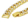 Drop shipping diamond cuban link chain necklace Full Iced Out Rhinestones Bling Hiphop Jewelry