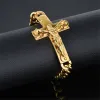 Jesus Cross Mens 14k gult guldarmband manliga pulseira herrar armlets guldfärg handledsarmband för män smycken