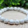 MG1976 Bracciale con perline di howlite naturale da 8 mm, donna, uomo, protezione energetica EMF