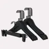 High Quality Black Wood Clothes Hanger for Suit Coat Shirt Adult Kids Black Wooden Pants Skirt Hanger with Clips 12 Pcs Lot 2269M