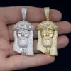 Päronanpassad isad hiphop s pläterade guldsmycken ansiktshuvud VVS Diamond Mossinate Piece Sterling Sier Jesus Pendant