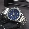 Venda quente de luxo relógios masculinos casual negócios relógio quartzo cronógrafo prateado aço inoxidável relógio montre de luxe