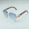 Najnowszy 3524012-10 Big Diamentowe okulary przeciwsłoneczne Pa w drewniane szklanki Square Kawałki okulary mody męskie i damskie graniczne186y