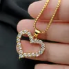 foxi jewelry wholesale luxury cubic zirconia 18k gold plated heart shaped pendant necklace for women
