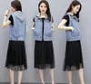 Women Patchwork Hooded Denim Vest Casual Detachable Hat Sleeveless Jackets Lapel Short Jean Blue Cowboy Waistcoat