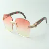 Direct s micro-paved diamond sunglasses 3524025 with peacock wooden temples designer glasses size 18-135 mm238J