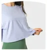 Novità LU Felpe dalla vestibilità rilassata Camicia da yoga traspirante Felpe con cappuccio corte ad asciugatura rapida Magliette sportive Maglietta da allenamento casual Maglie a maniche lunghe Abbigliamento fitness da corsa