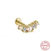 R. Gem. Orecchini a bottone con vite piatta in argento sterling con piercing all'elica del trago da 16G