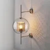 Lampade da parete moderne Scones con paralume in vetro trasparente per comodini camera da letto Studio Luci a sospensione Loft Retro Specchio in ferro Luce Net Fixtures270o