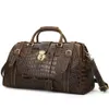 Duffel Bags Vintage Crazy Horse Островая кожаная мужская сумка с большой емкостью крокодило