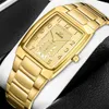 Andra klockor Wwoor Gold Women Watches Creative Steel Women's Armband Wrist Watches Ladies Square Waterproof Female Relogio Feminino 231208