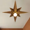 Full Copper Star Ceiling Light Fixture American Style Octagonal Dome Light Simple Balcony Porch Aisle Stairs Kitchen Ceiling Lamp208I