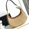 10A Top-level ReplicationDesigner Hobo Bag 24cm Luxury Shoulder Bag Handbag Straw Plant Weaving Flap Bag Fashion Underarm Bag Half Moon Purse Free Shipping