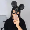 Sexig sele ansikte avtagbar kattörör faux läder huvudmask fetisch kanin flickor cosplay kostymer män kvinnor exotiska leksaker222b