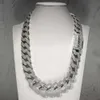 925 Silver Cuban Chain Diamond Hand Rendre Iced Out Men's Link Moisanite