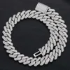 S925 Sterling Silver High Quality Three Rows Moissanite 20mm Diamond Shaped Cuban Chain Hip Hop Trend Necklace Jewelry