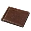 Portefeuilles echte lederen heren vintage geld clip mannelijke bifold portemonnee eenvoudige billfold portemonnee mannen klem slanke cash card card houderwalle238l