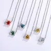 Merryshine 2023 Partihandel 925 Sterling Silver Women Jewelry Rainbow Blue Colorful Moissanite Necklace