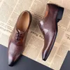 Gai Gai Gai Oxford Footwear Wysokiej jakości klasyczny styl Sukiety skórzane buty Kawa Czarna koronka w górę spiczaste palce u stóp formalne buty 231208