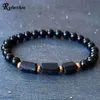 MG1962 6 MM Natural Russian Raw Black Tourmaline Mala Wrist Untreated Copper Beads Bracelet Gemstone Jewelry