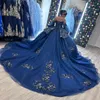 Navy Blue Shiny Quinceanera Dresses Off Shoulder Ball Gown Sweet 16 Dress Beading Appliques Lace Sequins Birthday Party Gowns